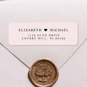 Elegant Monogram Pink Wedding Return Address Label