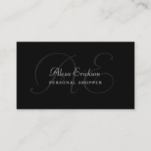 Elegant Monogram Plain Black and White Name Business Card
