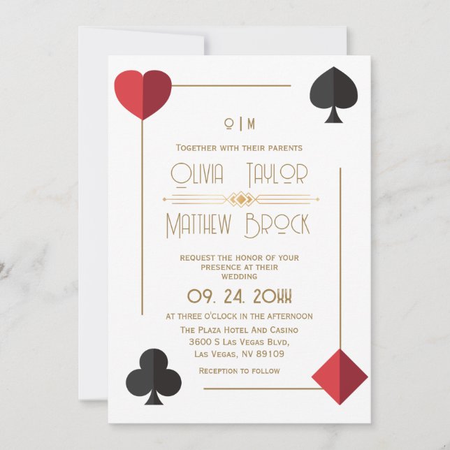  Elegant Monogram Playing Card Wedding Invitation (Front)