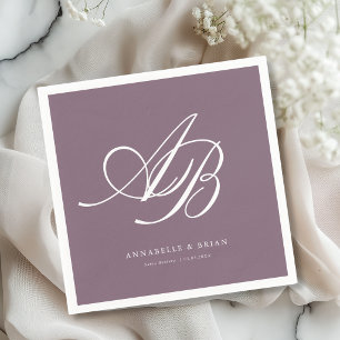 Elegant Monogram Plum Wedding Napkin