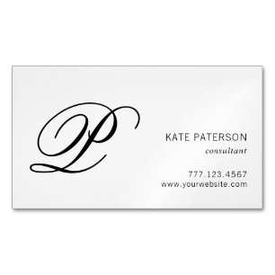Elegant Monogram Professional Black and White Magnetic Business Card