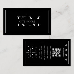 Elegant Monogram Professional Black White Modern Business Card