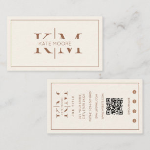 Elegant Monogram Professional Brown Ivory Modern Business Card