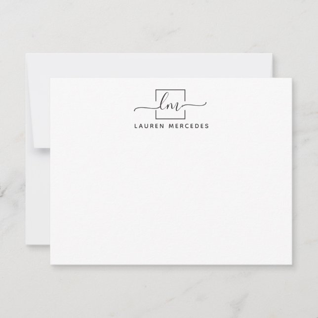 Elegant Monogram Professional Stationery  Card (Front)