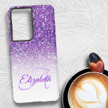 Elegant Monogram Purple Glitter Ombre First Name Samsung Galaxy Case<br><div class="desc">This chic ombre design features a purple glitter background with custom name and initial letter monogram. Personalise the case in the text fields with a name and initial,  remove both or one or click customise to select a font style,  size,  and colour you like.</div>