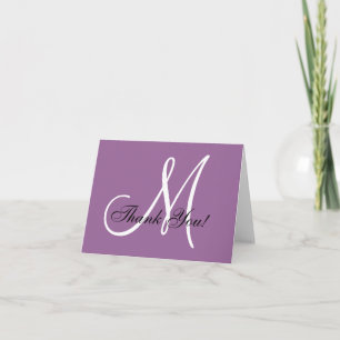 Elegant Monogram Purple Mauve Thank You Card