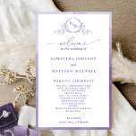 Elegant  Monogram Purple Wedding Program<br><div class="desc">Elegant purple Wedding program with beautiful hand drawn monogram and watercolor frame in purple hues. Modern hand written calligraphy elements. Ability to make text changes and adjustments by selecting "Edit using design tool". Front with wedding ceremony details, back with wedding party names and thank you message for your guests. Part...</div>