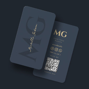 Elegant Monogram QR Code Social Professional Business Card