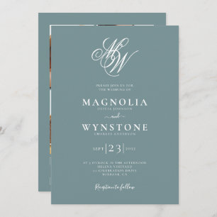 Elegant Monogram QR Code Wedding Invitation