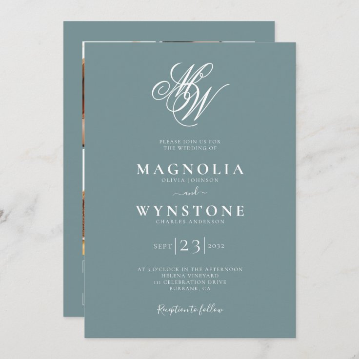 Elegant Monogram QR Code Wedding Invitation | Zazzle