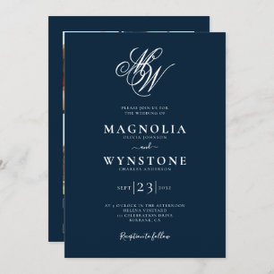 Elegant Monogram QR Code Wedding Invitation