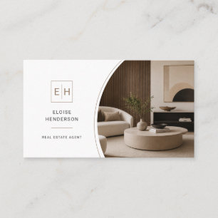 Elegant Monogram Realtor Property Photo QR Code Business Card
