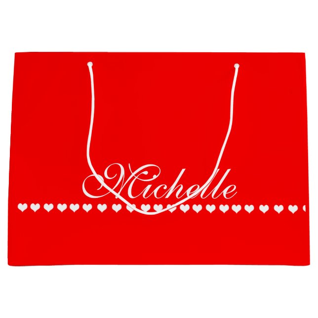 Elegant Monogram Red Large Gift Bag (Front)