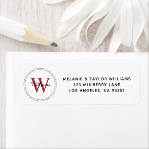 Elegant Monogram Red Return Address Label