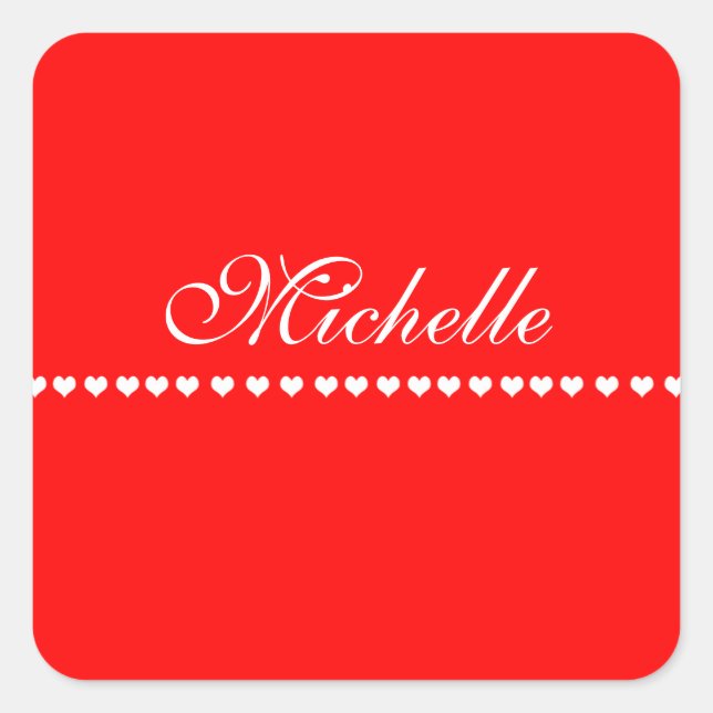 Elegant Monogram Red Square Sticker (Front)