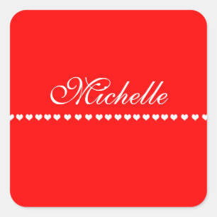 Elegant Monogram Red Square Sticker