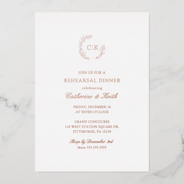 Elegant Monogram Rehearsal Dinner (Front)