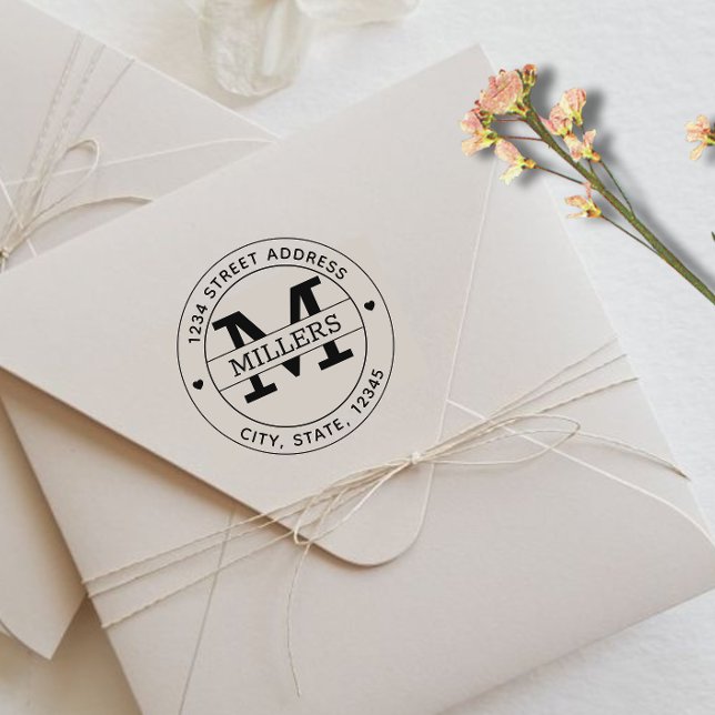 Elegant Monogram Return Address  Rubber Stamp (Creator Uploaded)