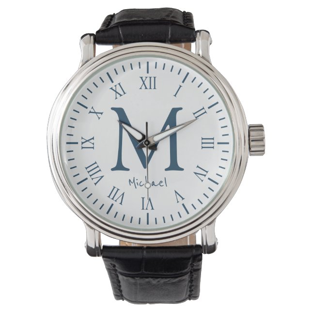 Elegant Monogram Roman Numerals Watch (Front)