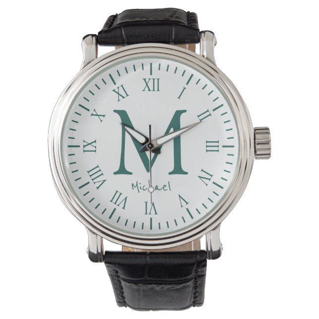 Elegant Monogram Roman Numerals Watch (Front)