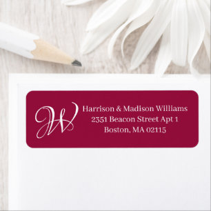 Elegant Monogram rose bud cherry return address Label