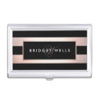 Elegant Monogram Rose Gold and Black Stripes