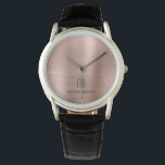 Elegant Monogram Rose Gold Brushed Metallic Watch<br><div class="desc">Personalised Elegant Monogram Rose Gold Brushed Metallic Watch.</div>