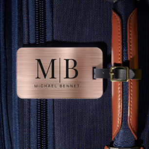 Elegant Monogram Rose Gold Luggage Tag