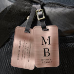 Elegant Monogram Rose Gold Luggage Tag<br><div class="desc">Elegant Monogrammed Gold Luggage Tag.</div>