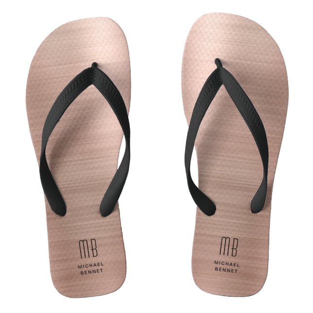 Elegant Monogram Rose Gold Thongs (Footbed)
