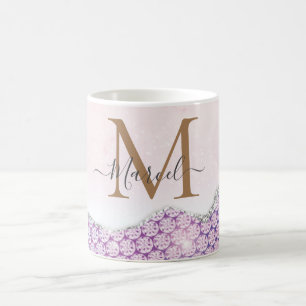 Elegant Monogram Rose pink Glitter Coffee Mug
