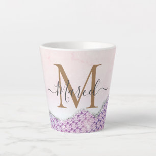 Elegant Monogram Rose pink Glitter Latte Mug