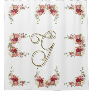 Elegant Monogram Roses Design  Shower Curtain