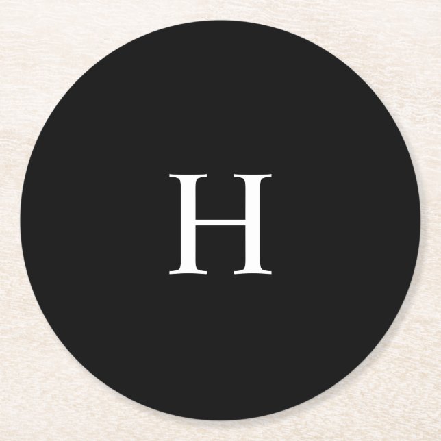 Elegant Monogram Round Paper Coaster (Front)