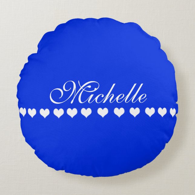 Elegant Monogram Royal Blue Round Cushion (Front)