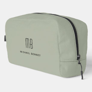 Elegant Monogram Sage Green Dopp Kit