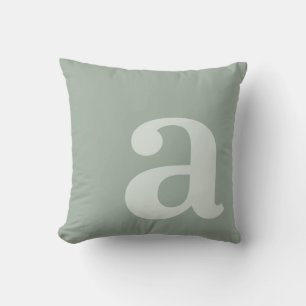 Elegant Monogram Sage Green Letter Initial Cushion