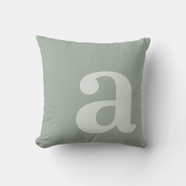 Elegant Monogram Sage Green Letter Initial Cushion (Front)