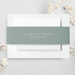 Elegant Monogram Sage Green Wedding Invitation Belly Band