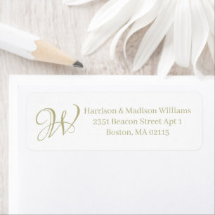 Elegant Monogram sage white custom Return Address Label