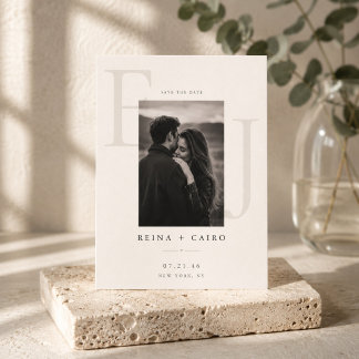 Elegant Monogram Save The Date Photo Card