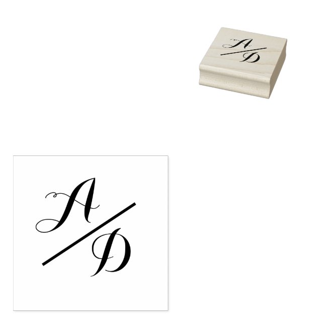 Elegant Monogram Script Bride Groom Wedding  Rubber Stamp (Stamped)