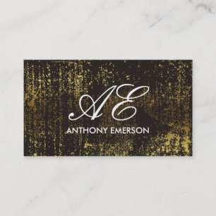 Elegant Monogram Script Gold Grunge Business Card