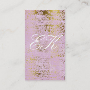 Elegant Monogram Script Gold Grunge Pink Business Card