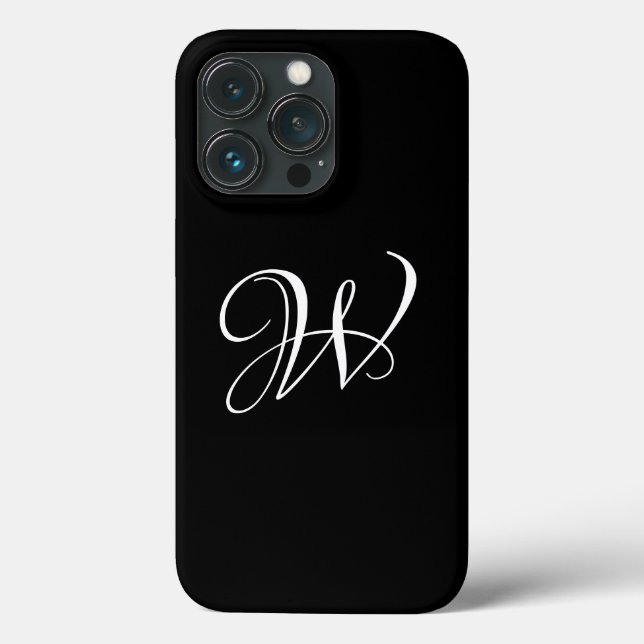Elegant monogram script initial letter black Case-Mate iPhone case (Back)