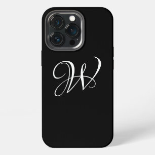 Elegant monogram script initial letter black iPhone 13 pro case