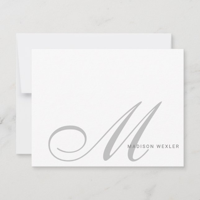 Elegant Monogram Script Initial Simple Personal  Card (Front)
