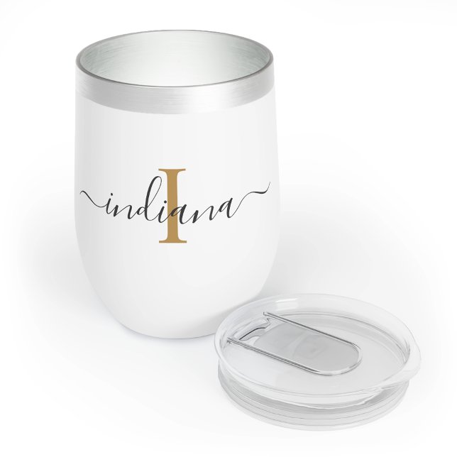 Elegant Monogram Script Minimalist Personalised (Elegant Monogram Script Minimalist Personalized Thermal Wine Tumbler)