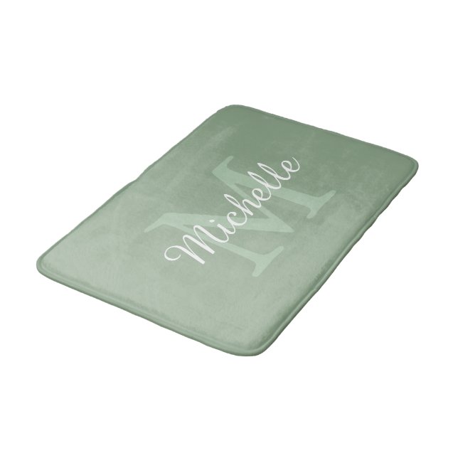 Elegant Monogram Script Name Bath Mat (Angled)