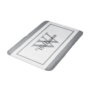 Elegant Monogram Script Name Bath Mat